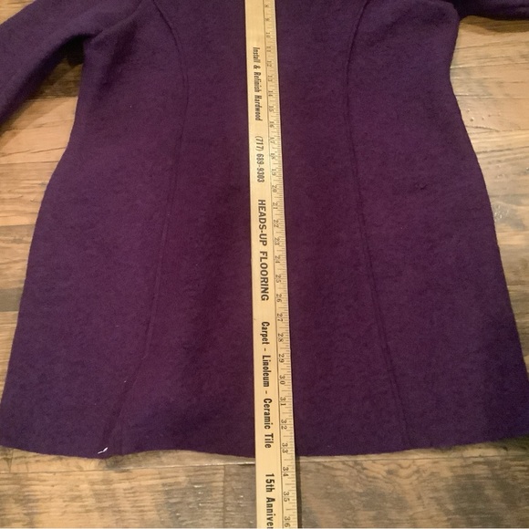 Jaskar Coat Wool Purple Artsy Round Accent Collar Flower Toggle Button Pockets - Picture 10 of 10